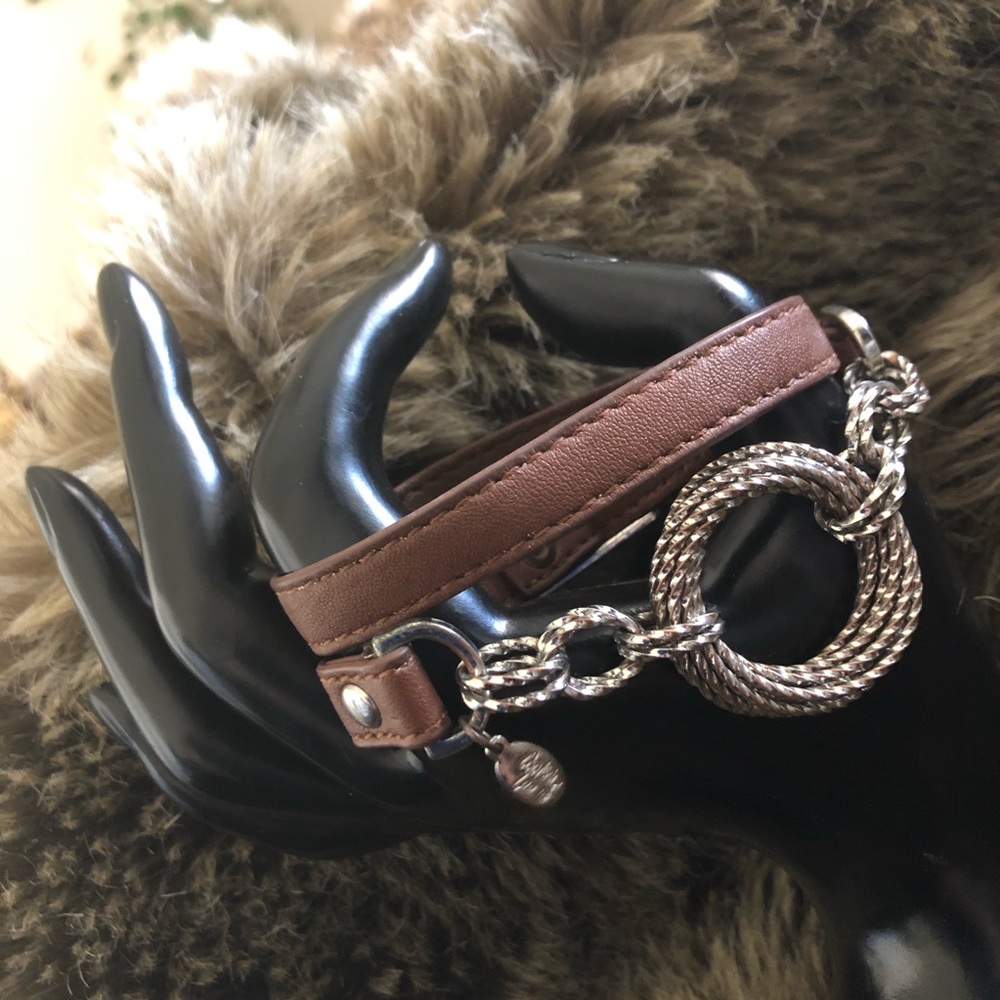 Cookie Lee genuine brown leather wrap bracelet